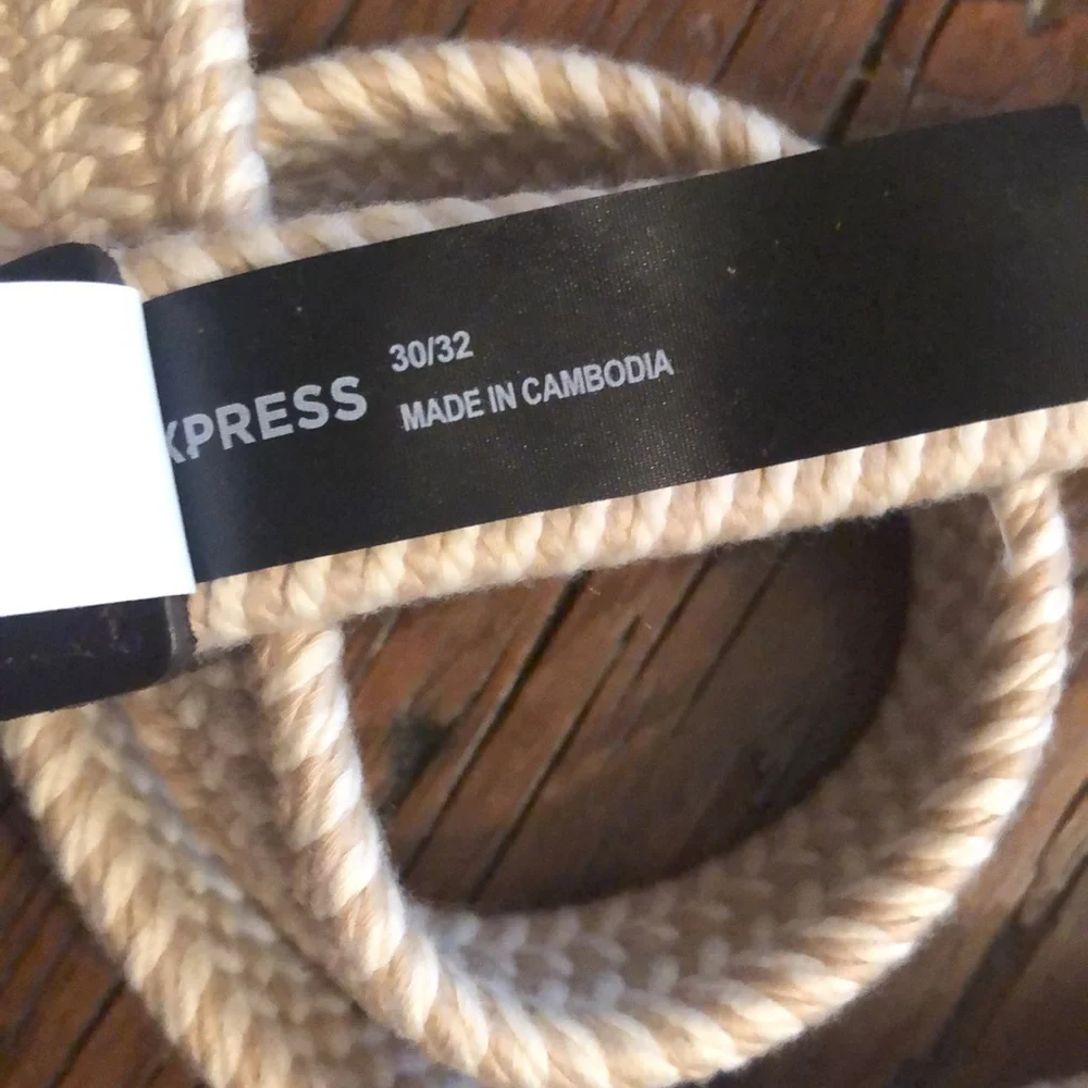 Express Camel Two Tone Woven Web Belt Size 30/32